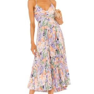 ASTR The Label Blythe Floral Plisse Midi Dress, Size Medium, Color: Coral Multi